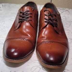 Stacy Adams Mens Dress Shoes Size 8M Brown Leather Oxford Cap Toe Comfort Foam